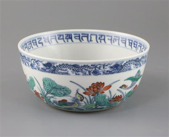 A good Chinese doucai duck and lotus bowl, Daoguang seal mark and of the period (1821-50), D. 16.5cm